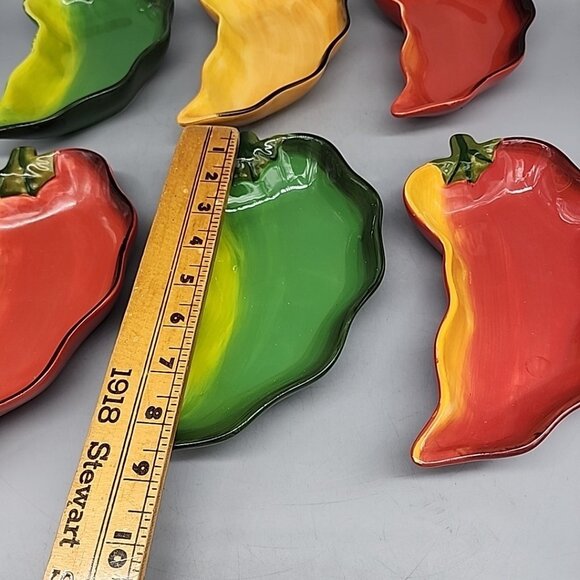 Clay Art La Mesa Salsa Dip Bowls Chili Pepper Jalapeno 6 Serving Dishes 8.5” - Picture 4 of 4